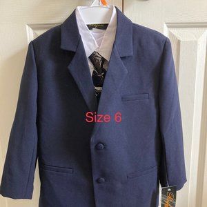 Little Boys 3 Piece Navy Blue Suit (Size 6)